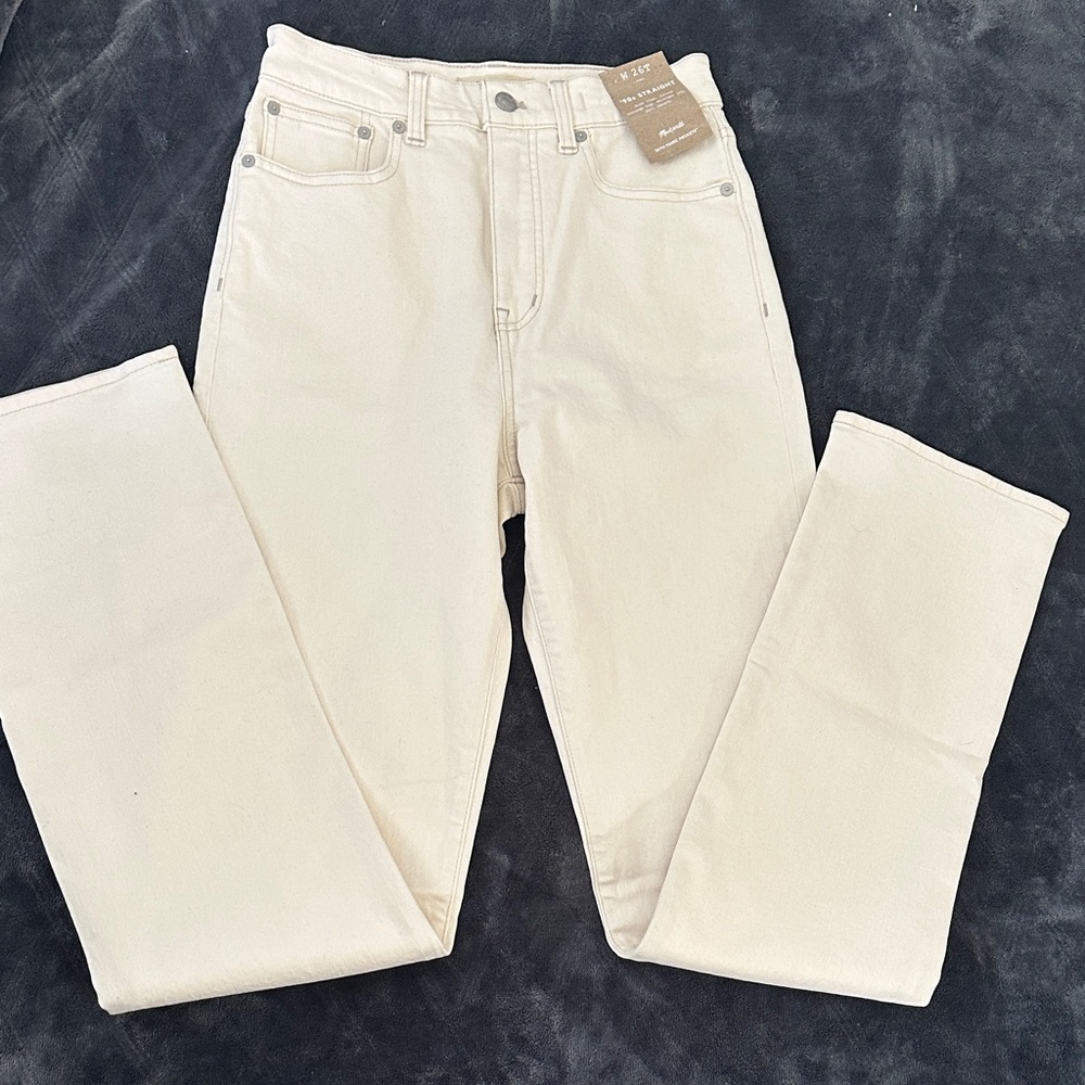 NWT- Madewell '90s Straight Cream High-Waisted Jeans W26